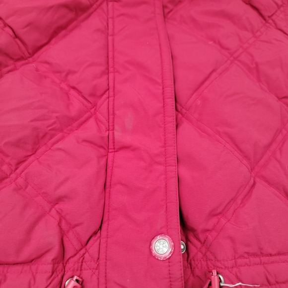L.L. Bean Medium Red Burgundy Quilted Coat Puffer Jacket Goose Down Hooded M - Picture 14 of 16